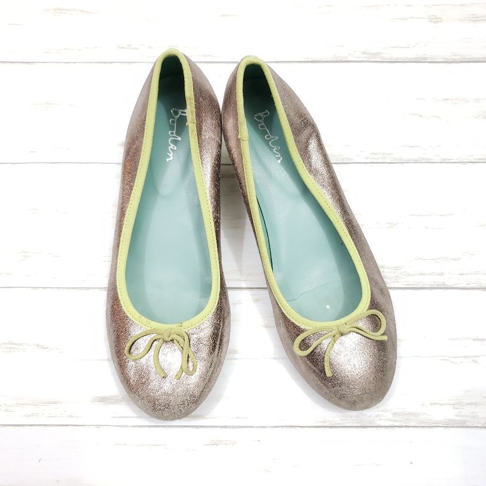 Boden Metallic & Lime Ballerina Wedge Size 40